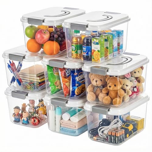 Elsjoy 8 Pack 5.5 Quart Plastic Storage Bins with Lid