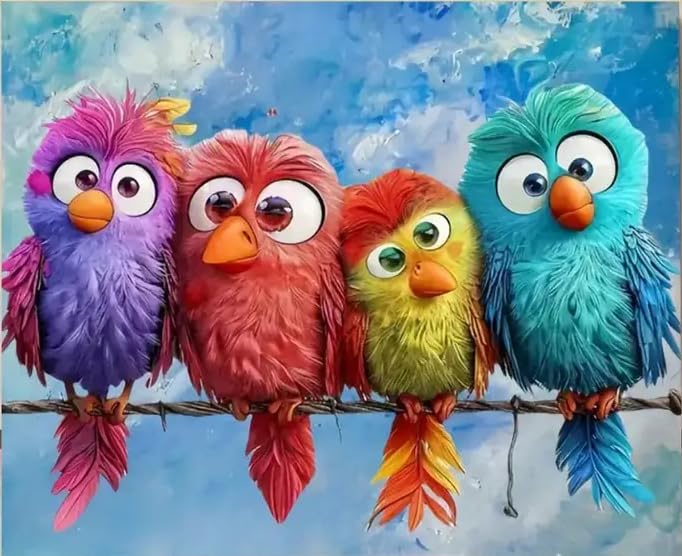 Image of Bird Cross Stitch Kits for Adults Beginner,Counted Cross Stitch Kits Printed Stitching Cute Patterns Dimensions Needlepoint Art Crafts Embroidery Kits for Adults Beginners (15.7x11.8 inch)