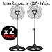 Suinga. Pack 2 Ventiladores DE PIE 10". Pequeño y Potente. Altura Regulable (MAX. 1 Metro). Motor silencioso. Base Estable. Oscilación 120º. 3 VELOCIDADES. Voltaje: 220v, 50hz. Potencia 45W