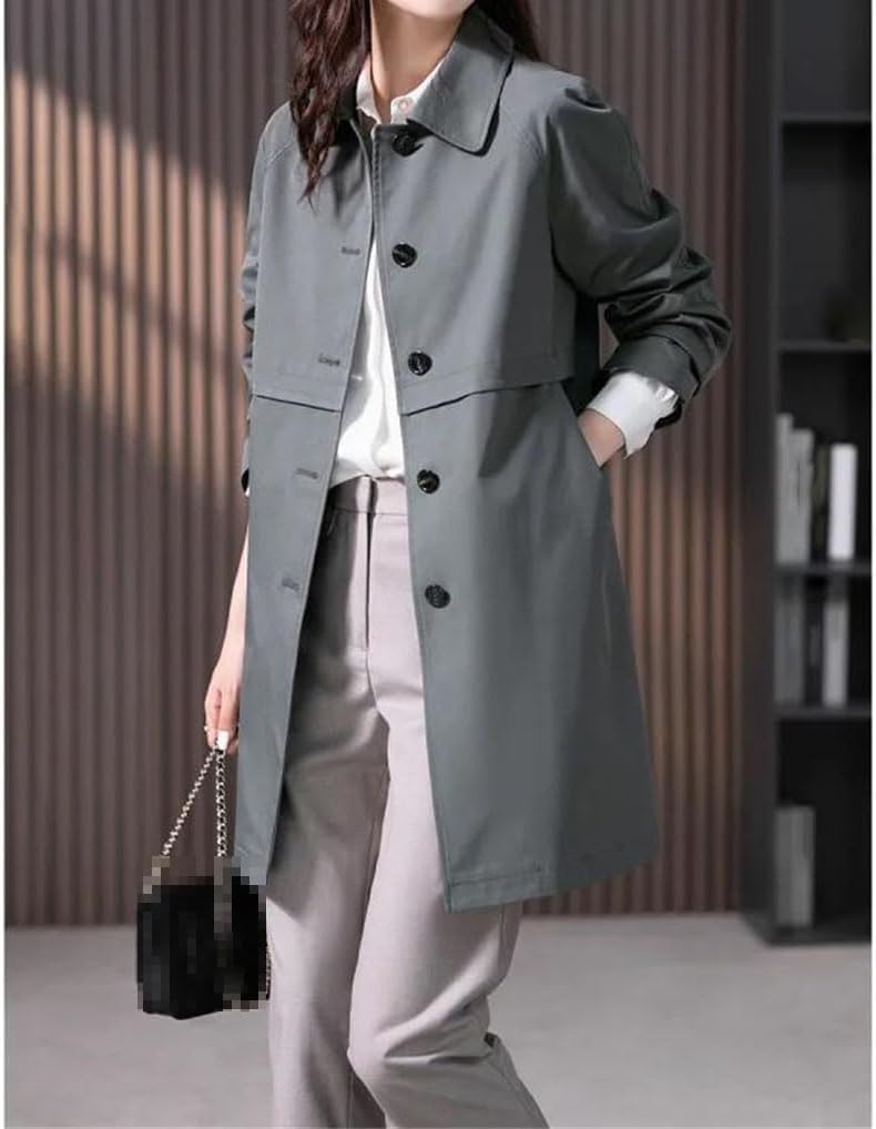 Women Medium Length Trench Coat Spring Fashion Feeling Slimming Straight Coat