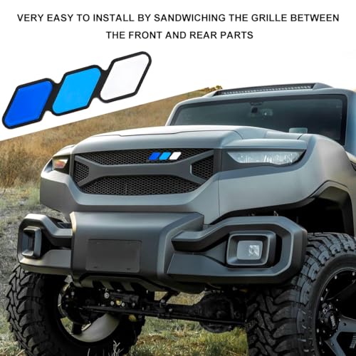 Image of Car Grille Decor Badge, Tri-Color Front Grille Decoration Label Emblem, Creative Badge Decal Auto Bumper Trim Compatible with Tacoma 4Runner, Exterior Car Accessories (Style E)