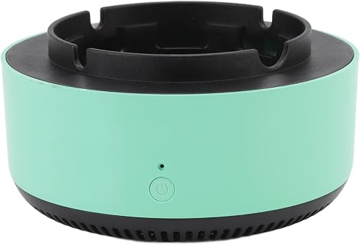 Smart Ashtray Self Extinguishing, 2 in 1 Air Purifier Ashtray with Filter Multifunctional Smokeless Ashtray Air Purifier Ashtray for Home Car Office (Green and Black)