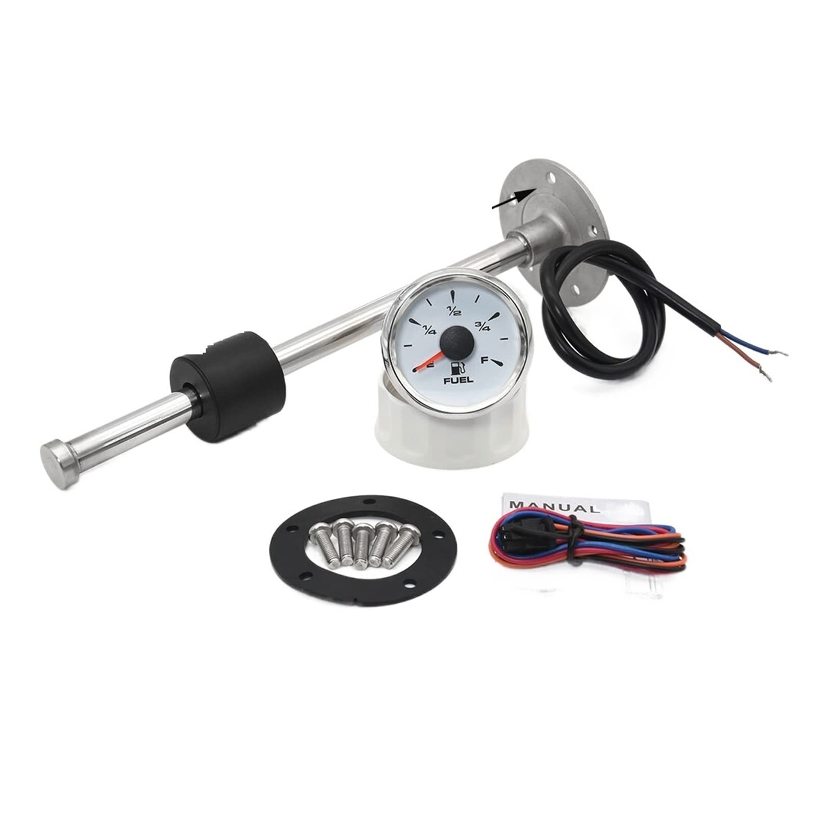 Czujnik poziomu paliwa, AD Universal 52MM Marine Car Truck Boat wskaźnik poziomu paliwa w zbiorniku z 0-190ohm czujnik poziomu cieczy 8 kolorów LED wskaźnik paliwa(Only Gauge)