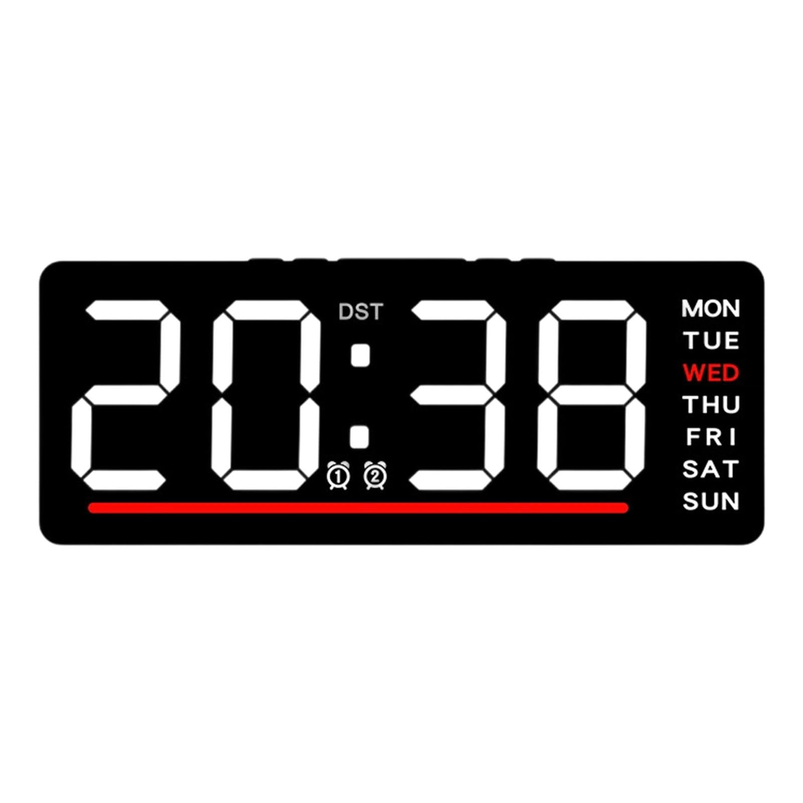 carotoe LED Electronic Clock Multiple Color Light Alarm Calendar Function Ergonomic Wall Timer Calendar Function Ergonomic Wall Timer