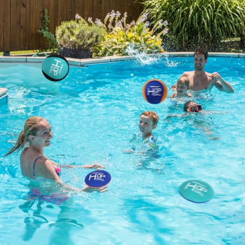 AMFUN 4 Stück Wasserball, Wasserhüpfball, Schnelltrocknender Lycra-Bezug Ball, Für Jugendliche und Erwachsene (Blue+Orange)