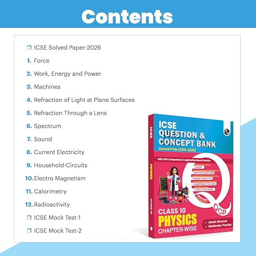 Image of PW Class 10 ICSE Question & Concept Bank Physics 2027 Chapterwise & Topicwise By Akash Shravan & Shailendra Pandey | Solved PYQs | 40% Competency & Application Based Practice Questions