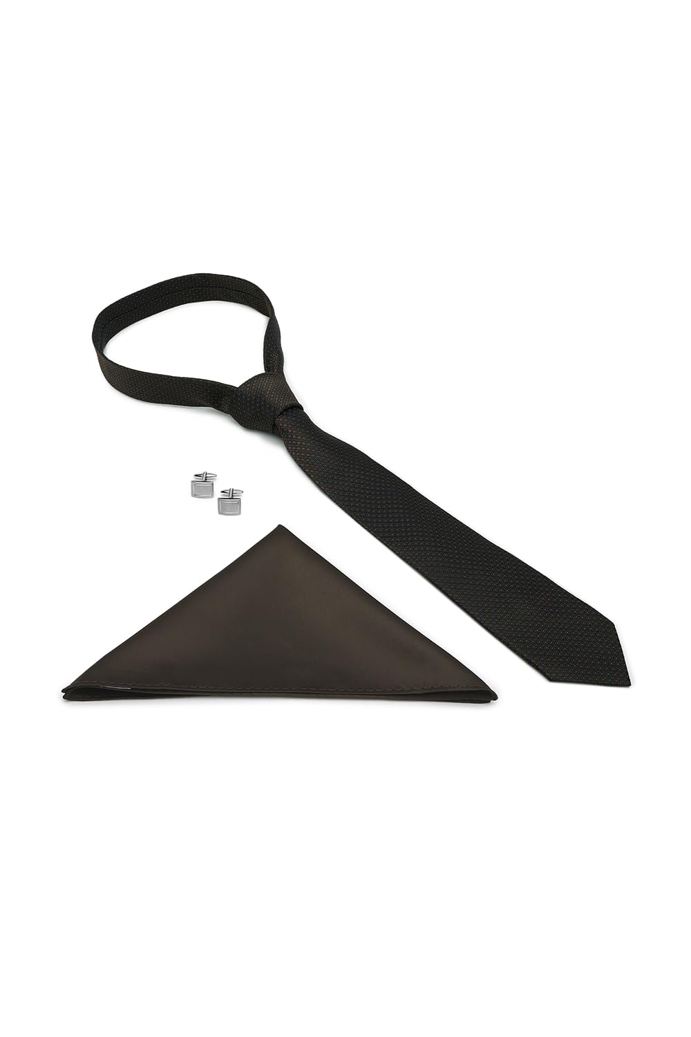 van heusen Men Brown Party Tie Pocket Square And Cufflink-picture-15