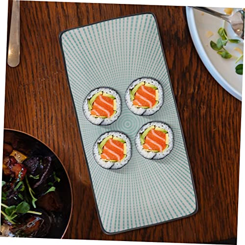Plato de cerámica azul para sushi y postre miniatura 5