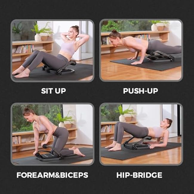 AIRHOP Ab Machine for Stomach Workout, Abs Workout Equipment for Sit Up Exercise, 4-Speed Adjustable Ab Trainer Machine with Automatic Rebound, Home Gym Abdominal Exercise Equipment for All Ages