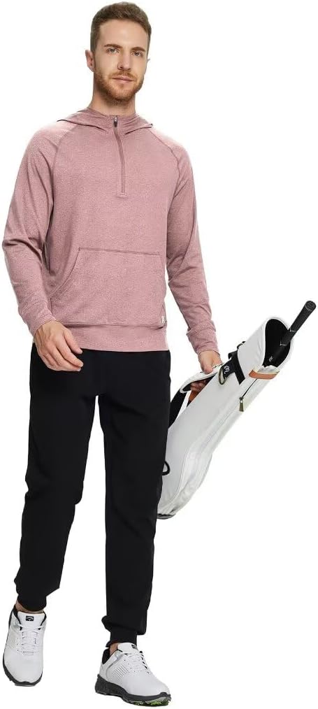 M MAELREG Hoodies For Men Long Sleeve Kangaroo Pocket Lightweight Heather Golf Quarter Zip Mens Sweatshirts Hoodies Pullover - Image 3