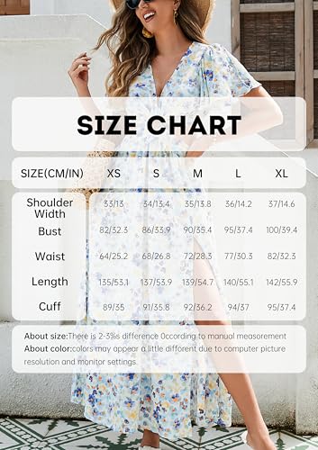Image of Women Casual Summer Dresses Floral Print Cut-Out Maxi Dress Elegant Polyester Summer Dress for Women Travel Vacation