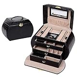 SCHÜTZEN SIE IHRE JUWELEN : Die Schmuckkiste kann gesperrt werden, um zusätzliche Sicherheit zum Schutz Ihrer Juwelen hinzuzufügen. Darüber hinaus hält das innere weiche Futter sie von Kratzern und Schaden.