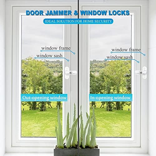 Window Sash Jammer Locks Set 2 PCS Window Locks and Door Jammer Upvc Sash Jammer for Home Security uPVC Windows and Doors White Zinc Cast Alloy - Image 4