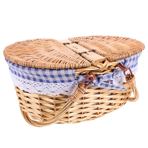 HANABASS Picnic Basket with Lid Handwoven Storage Basket for Home Organization Stylish Sundries Storage Durable
