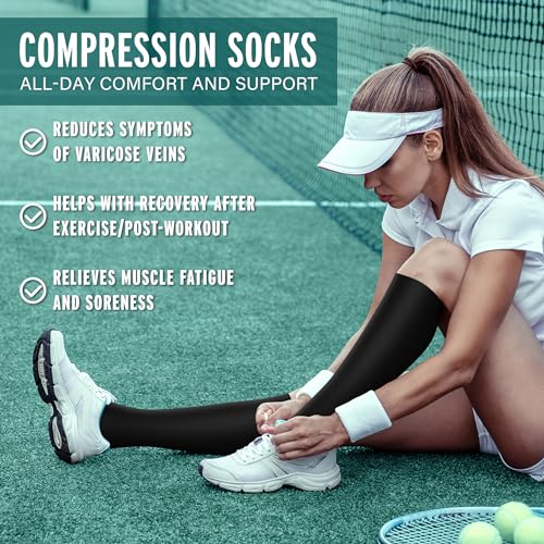 3 Pairs Compression Socks for Women & Men 15-20 mmHg- Best Support for Nurses, Running, Hiking, Recovery & Flight Socks2