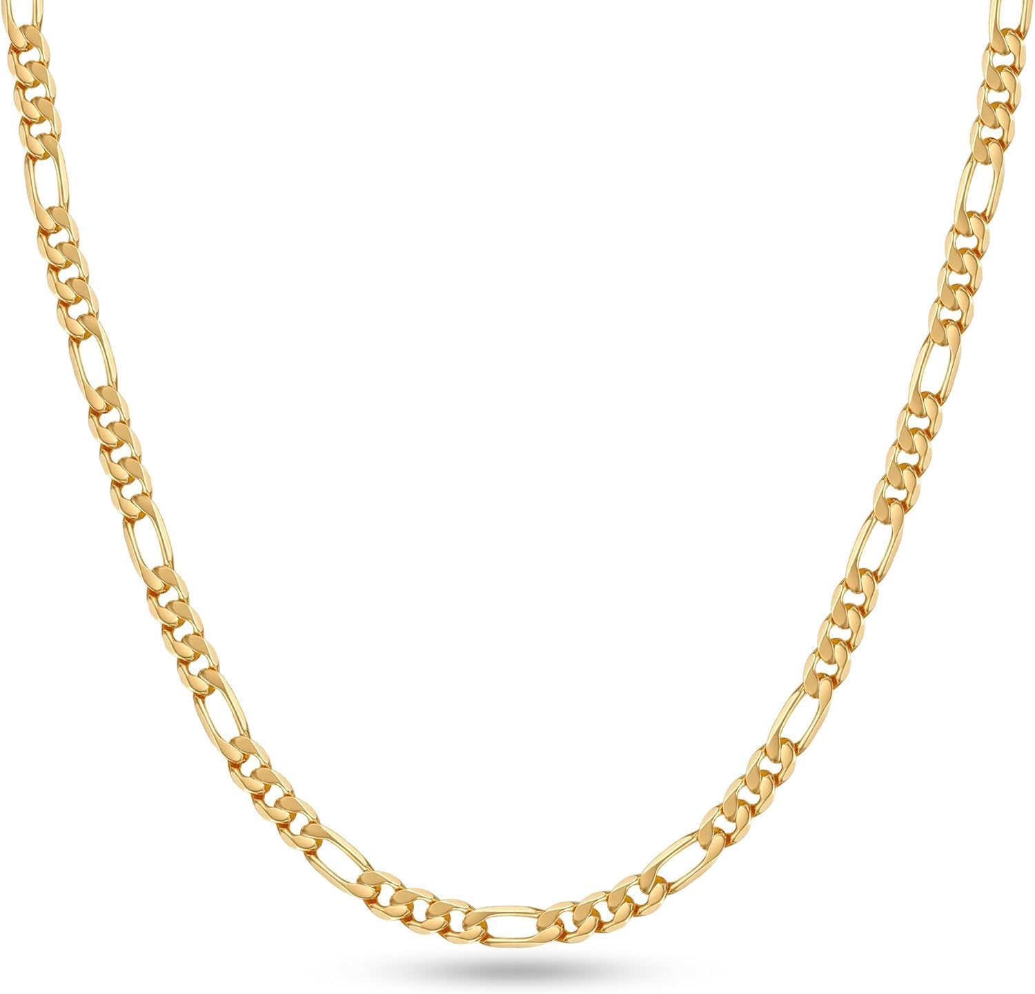 10K Solid Yellow Gold Figaro Chain for Men Women Diamond Cut 2mm (1.6gm to 1.88gm), 3.5mm (3.5gm to 4.5gm) & 6.5mm (10.5gm to 14gm) with Lobster Claw Clasp Jewelry