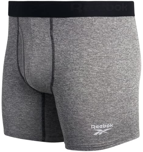 Reebok Men's Boxer Briefs - 4 Pack Soft Performance Boxers for Men with Fly Pouch - Quick Dry Active Mens Underwear Pack S-XL, Size XX-Large, Black/Red/Grey/Charcoal3