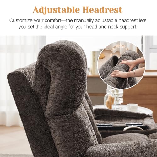 Image of Korser Oversized Dual Motor Power Lift Recliner for Elderly with Massage and Heat, Extra Wide Electric Recliner with Adjustable Headrest, Lift Chair with Storebox Cupholder, USB Ports, Type C, Brown