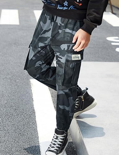 Panegy Boys Cargo Pants Drawstring Elastic Waist Joggers Trousers Cuffed Ankle Casual Streetwear 7-16 Years3