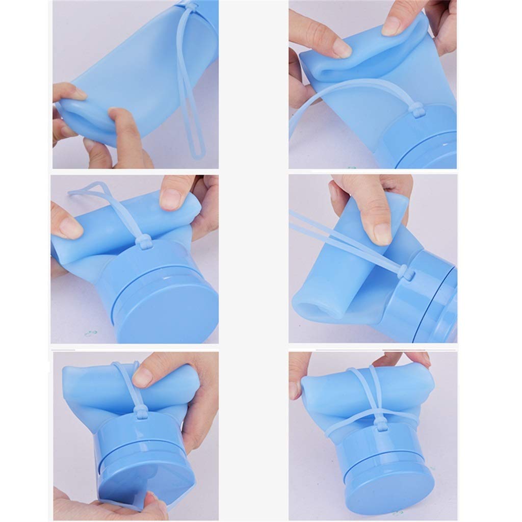 Faltbare Wasserflasche, Hohe Temperaturbeständigkeit Tragbar Erwachsenes Kind Sportschale Outdoor-Fitness-Ausflug (2 Farben)