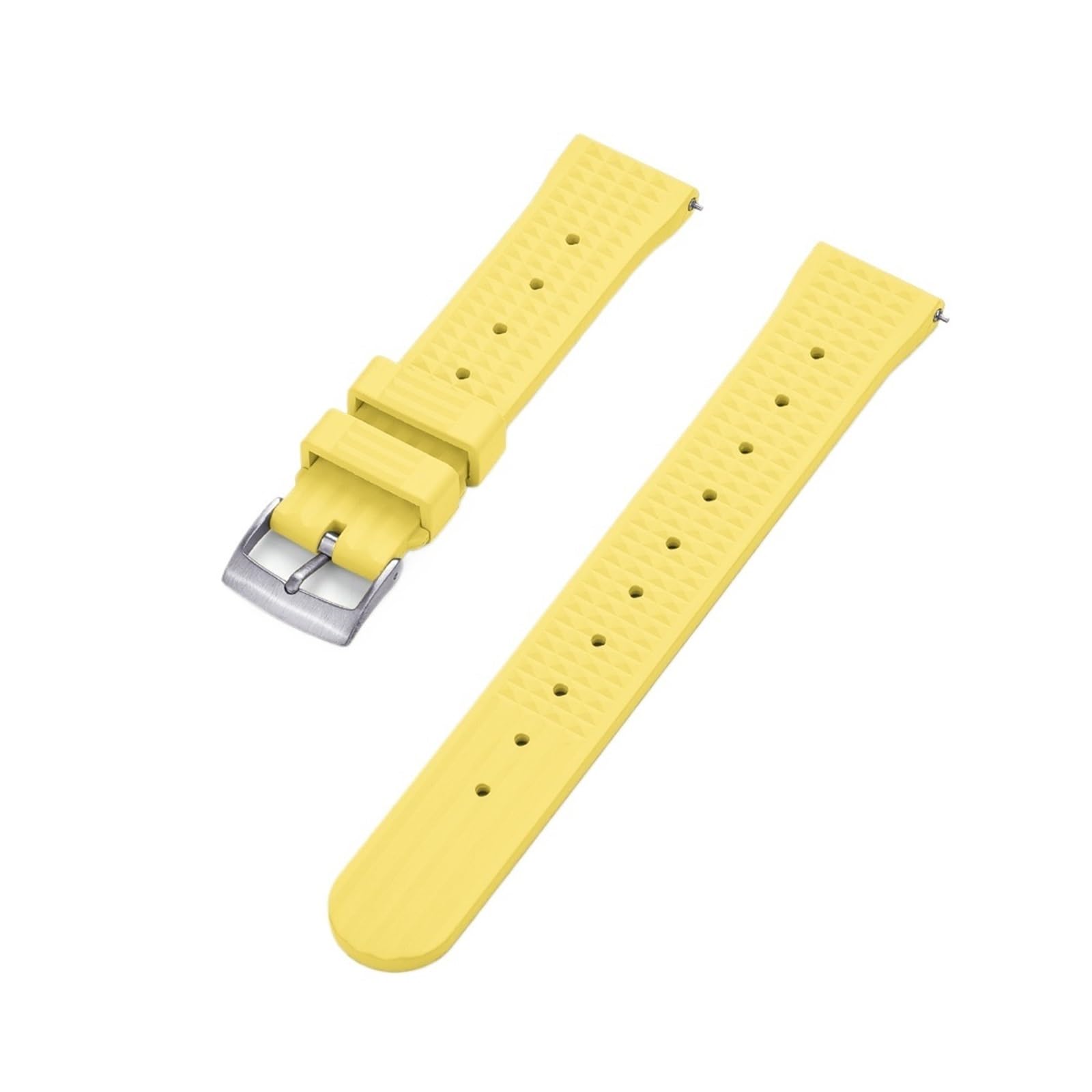 Uhrenarmband， Fluorkautschuk-Armband for Herren(Yellow Silver,20mm)