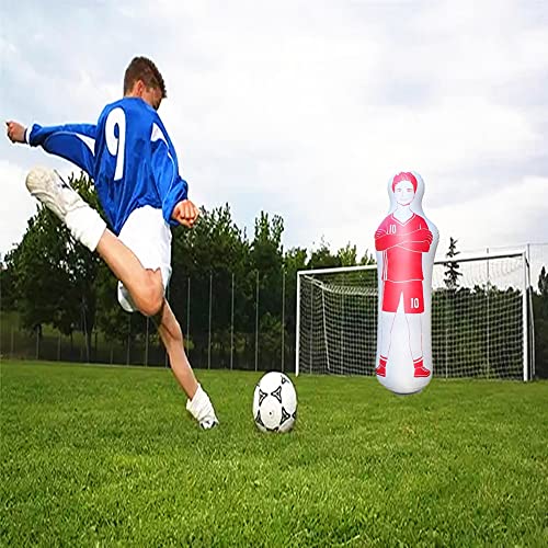Inflatable Soccer Dummy Goalkeeper Air Mannequins Free Kick Defender Wall Soccer Practice Tumbler (Red，63In，1 Piece) #TOP1