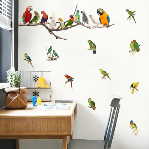 Vinilos decorativos pájaros en rama acuarela pack 2