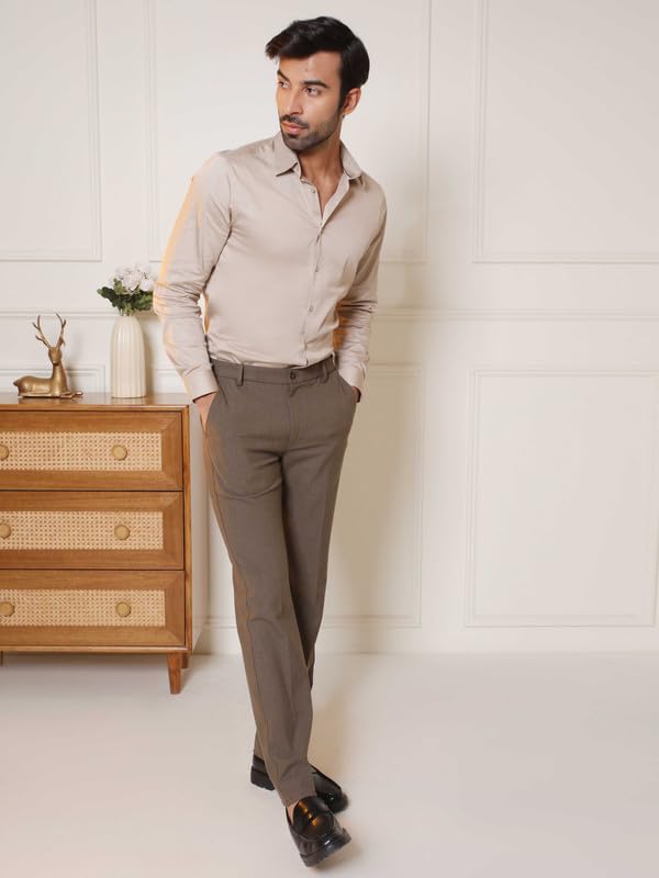 Image of SUBTRACT Slim-Fit Stretchable Lycra Formal Pants for Men with Flexible Waistband | Stylish Men's Wear Trousers for Office or Party |Dress Trouser Pant