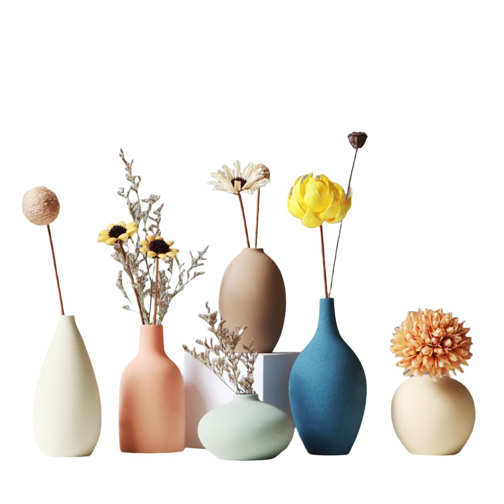 Amazon.co.jp: 花瓶 陶器フラワーベース 一輪挿し モランディ風 4個