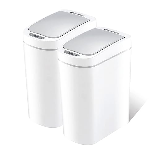 Ninestars Cubo de basura automático con sensor de movimiento para baño, 1.8 galones, apertura inteligente, para baño, dormitorio, cocina, oficina,