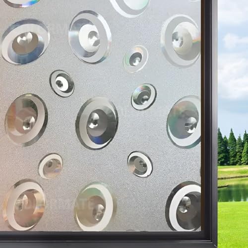 Image of COLORMATE Premium Vinyl Stained Frosted Window Glass Sticker (12x50 Inch) Self-Adhesive Film Tint Wallpaper Opaque Sheet for Glass Privacy Cover Window, Door, Office, Home| Anti-UV. 3D Circle