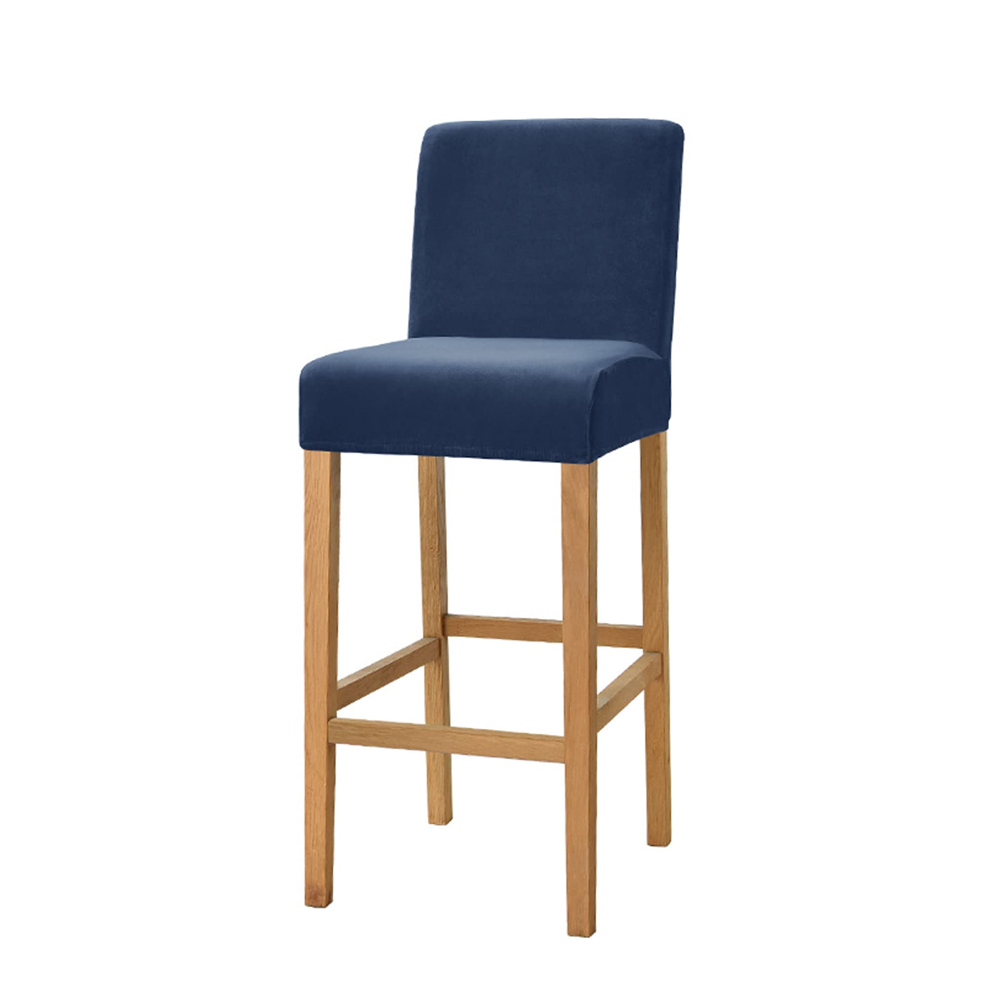 Wangle Velvet Bar Stool Chair Cover with Backrest, Removable Washable Stool Chair Slipcover Stretch Dining Chair Cover Seat Cover for Kitchen Breakfast Counter Chair,Set of 4,Navy