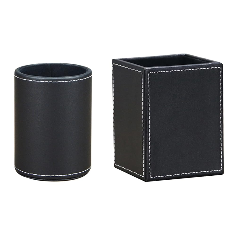 Tasse bureau porte-crayons stable en cuir PU avec doublure de protection anti-rayures