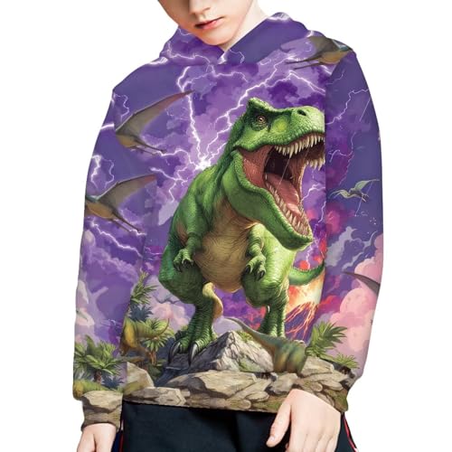 Image of WELLFLYHOM Boys Hooded Sweatshirts Hoodie Pullover Cool Graphic Crewneck Blouses Size 6-16