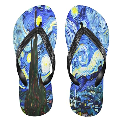 Nander Van Gogh Style Starry Sky Sandal Flip Flops of Men's & Women's,Beach Slippers Flip Flops Shower Shoes