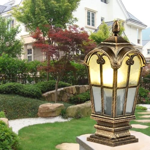 Image of Glowave Decorative Outdoor Bronze Square Post Light Pillar Light Column Light, Waterproof Lantern Post for Patio or Fench Deck, Doorway Porch Pillar Lamp - Warm White (P-6711-BG)
