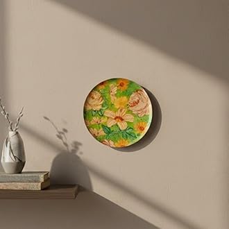 RITUALISTIC Pastel Blooms Iron Wall Art Plates – Set of 5 Decorative Plates | Floral & Nature-Inspired Metal Wall Decor | Soft-Toned Wall Hanging for Living Room, Bedroom & Valentine's day gifts