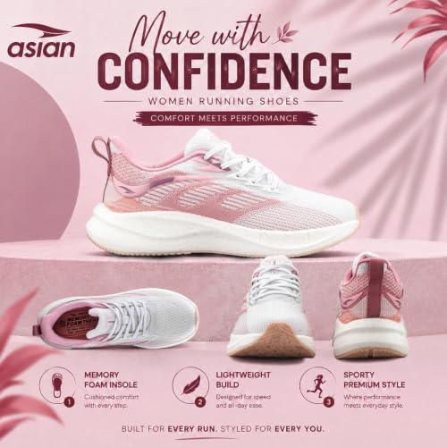 Image of ASIAN Hypercushion W-01 Women's Running & Walking Shoes | Ultra Soft Cushioning with Airflow | Lightweight Gym Sneakers for Girls & Women