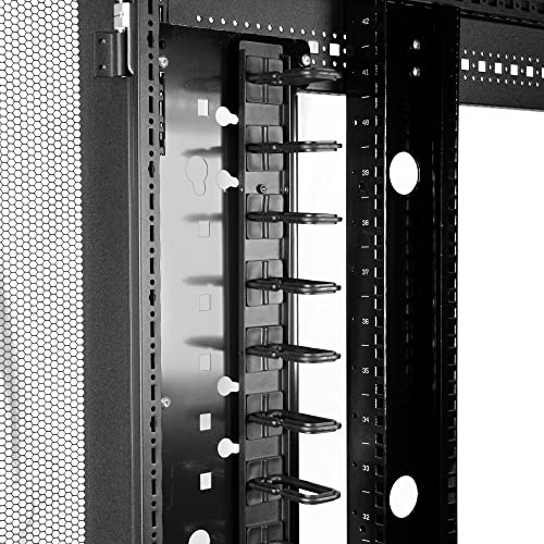 Image of StarTech.com Vertical 0U Server Rack Cable Management w / D-Ring Hooks - 20U Network Rack Cord Manager Panel - 3ft Wire Organizer (CMVER20UD)