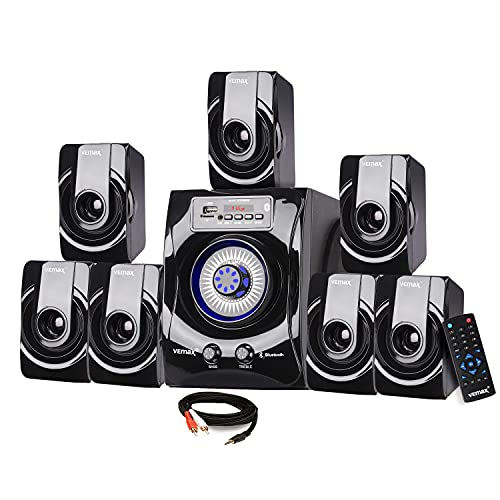 Image of Vemax Venus 7.1 Bluetooth Multimedia Home Theater System with FM, AUX, USB, Bass & Treble Control (Black)