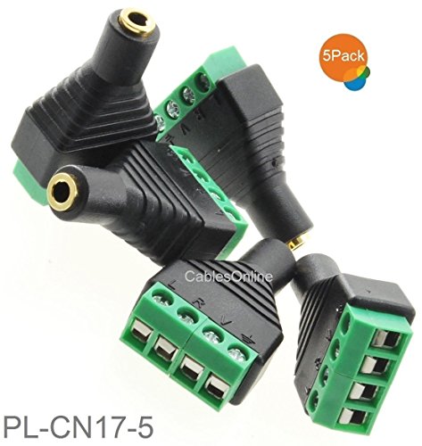 CablesOnline 5-Pack Jack 3.5mm Stereo TRRS hembra a bloque terminal miniatura 2
