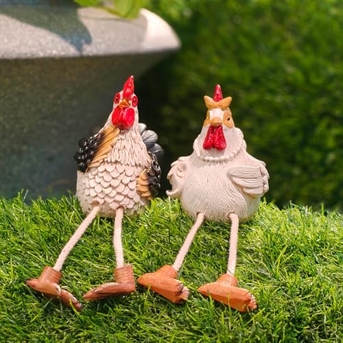 Figuras de Gallinas Divertidas para Repisa, Set de 2 miniatura 6