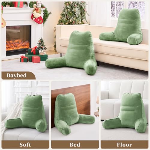 Image of Sasttie Reading Pillow for Bed, Back Pillow for Sitting Up, Sage Green