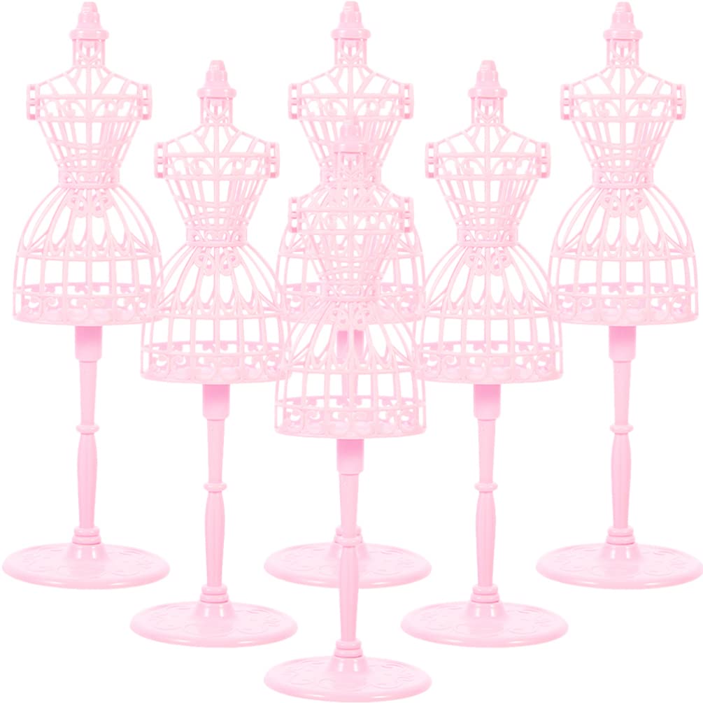 MOUOKUCora 6Pcs Doll Dress Form, Miniature Doll Mannequin Model Plastic Wire Doll Clothes Display Stand DIY Craft Supplies Tabletop Decorations Accessories () Dress Form