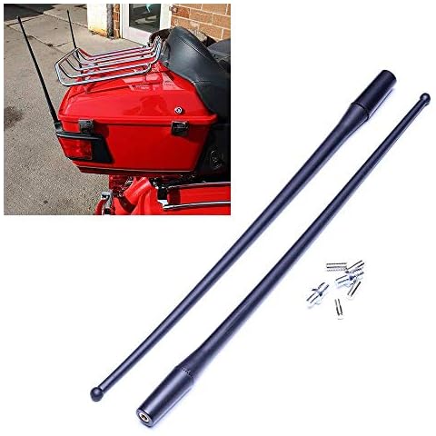 13'' Harley Davidson Short Antenna Mast Flexible Rubber AM/FM for 1989-2017 Harley Davidson Electra Road Tour Ultra Classic Black 2 Pack (Antenna 1-Black) Cover