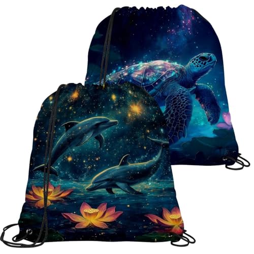Sac de voyage à cordon bleu motif lotus de mer pour gym et natation
