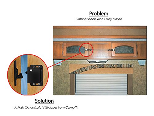 Camp'n - 4 Pack - Push Catch - Latch - Grabber - Holder For Rv Cabinet Doors With Mounting Hardware - 5 Lbs Pull Force - Perfect For Rv, Trailer, Camper, Motor Home, Cargo Trailer - Oem Replacement #TOP1