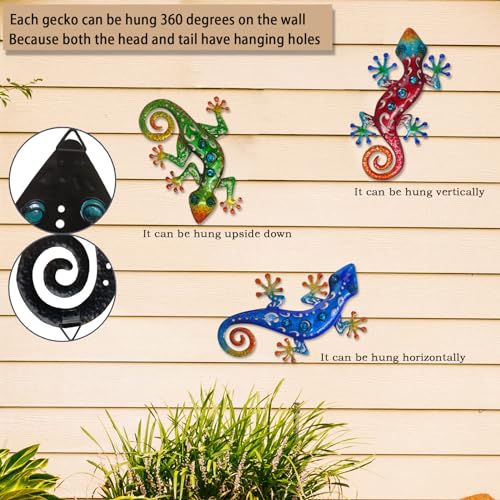 Terkept STYLE 2 Metal Gecko Wall Decor Lizard Outdoor Wall Art Hanging Sculpture Home Decor Outdoor Spring Decor thumb #3