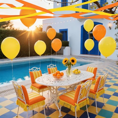 Image of 4 Crepe Paper Streamers Rolls, 328ft Pack of Yellow and Orange Crepe Paper for Birthday Wedding Baby Shower Sunflower Theme Party Decoration (1.8 inch x 82 ft /Roll)