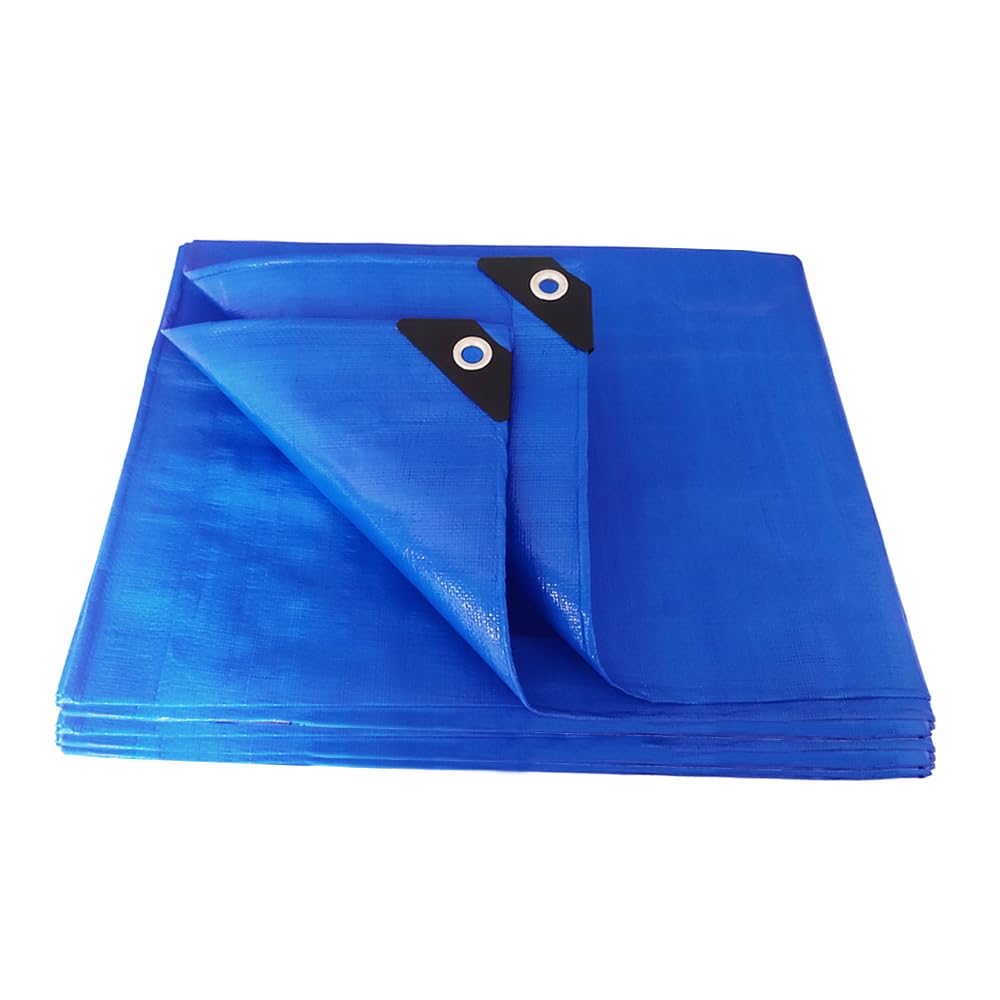 ANSIO Tarpaulin 3m x 5m Water-resistant Tarp Large Camping Cover Sheet โ Multipurpose Groundsheet with UV Protection, Weatherproof & Frost-Resistant โ Reinforced Eyelets - Blue